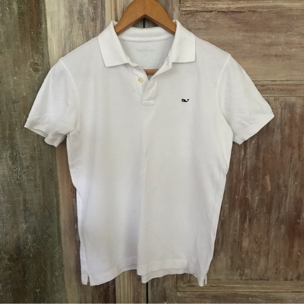 Boys Large Vineyard Vines White Polo